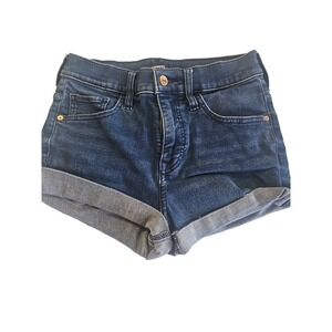 Express Jeans Denim Shorts Cuffed Dark Wash Stretch Casual Women's Size 0